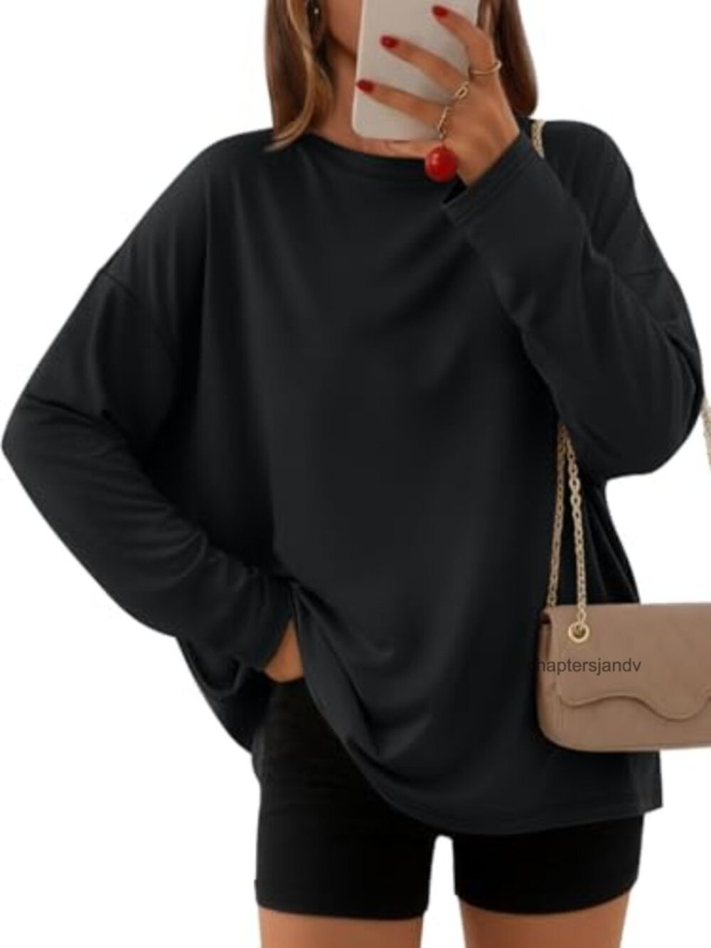Womens Oversized Long Sleeve T-Shirt Casual Crewneck Soft Tee
